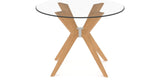 Canadel Downtown X Base Dining Table in Caramel Washed, Clear CL Glass, 42 in, view from above