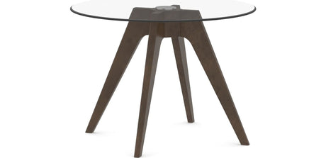 Canadel Downtown Round Dining Table with DQ Base in 29 Hazelnut Washed and Small Size, three-quarter view