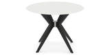 Canadel Downtown X Base Dining Table in Peppercorn Washed, Snow WH Glass, 42 in, view from above