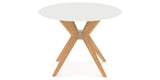 Canadel Downtown X Base Dining Table in Caramel Washed, Snow WH Glass, 42 in, view from above