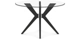 Canadel Downtown X Base Dining Table in Peppercorn Washed, Clear CL Glass, 48 in, side view