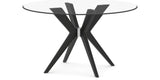 Canadel Downtown X Base Dining Table in Peppercorn Washed, Clear CL Glass, 54 in, three-quarter view