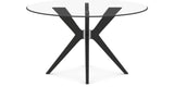 Canadel Downtown X Base Dining Table in Peppercorn Washed, Clear CL Glass, 54 in, side view
