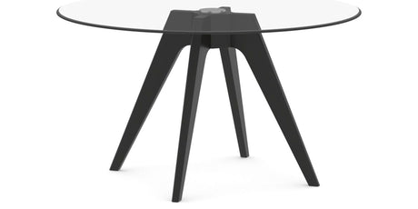 Canadel Downtown Round Dining Table with DQ Base in Large Size, three-quarter view
