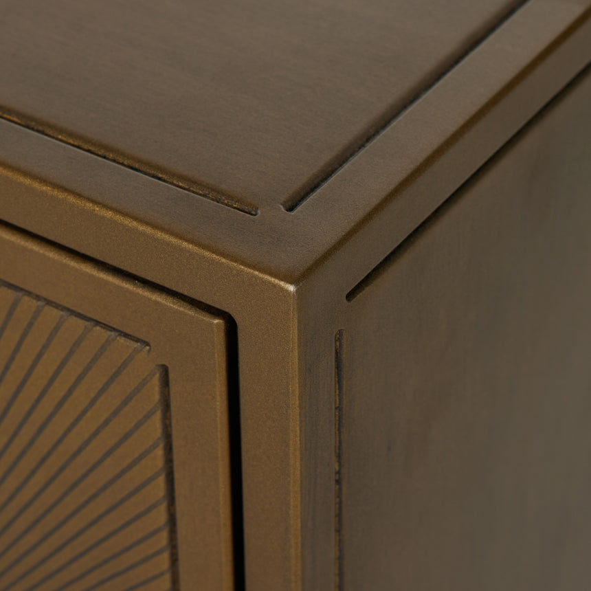 Sunburst Etched Aged Brass Iron with Gunmetal Iron | Sunburst Cabinet Nightstand | Valley Ridge Furniture