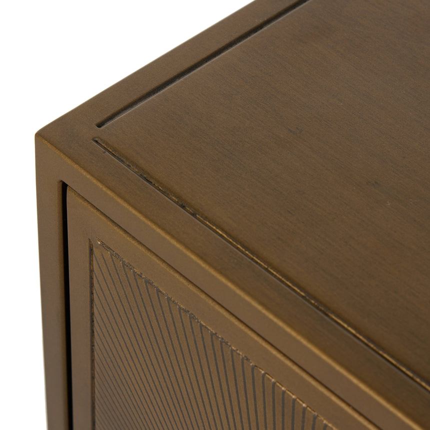 Sunburst Etched Aged Brass Iron with Gunmetal Iron | Sunburst Cabinet Nightstand | Valley Ridge Furniture