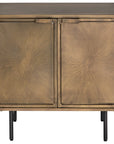 Sunburst Etched Aged Brass Iron with Gunmetal Iron | Sunburst Cabinet Nightstand | Valley Ridge Furniture