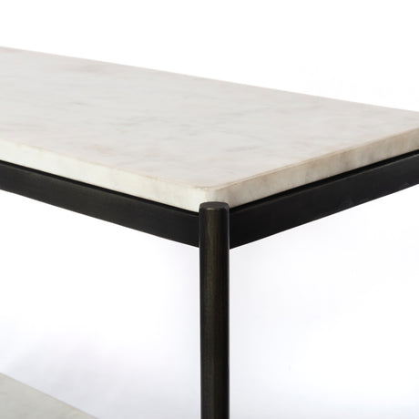 Polished White Marble with Hammered Grey Iron | Felix Small Console Table | Valley Ridge Furniture