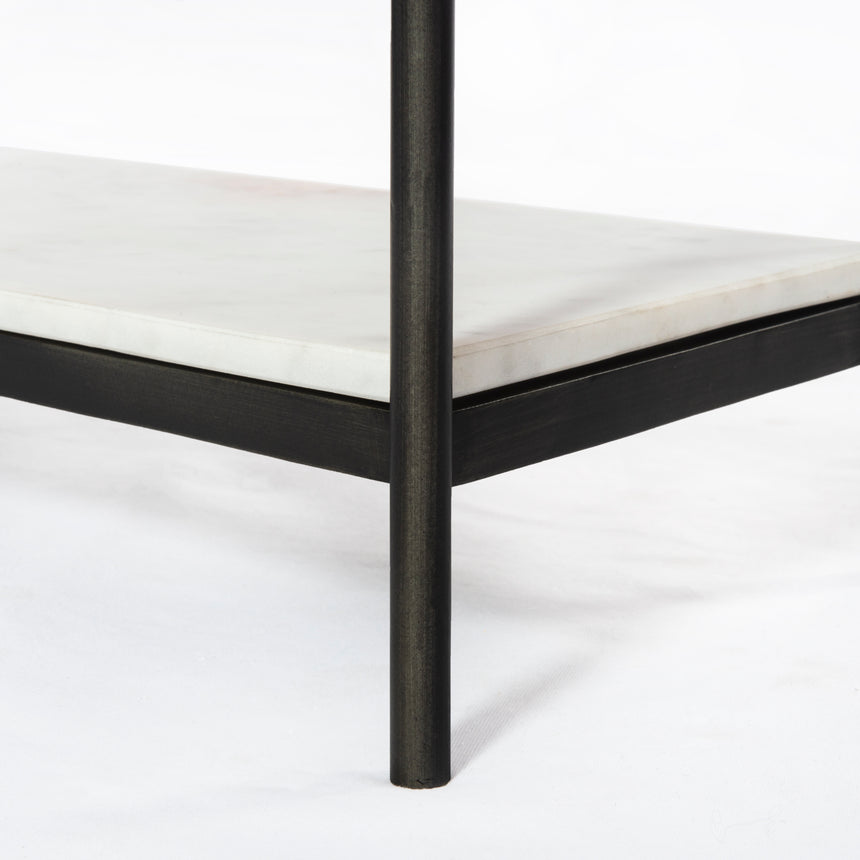 Polished White Marble with Hammered Grey Iron | Felix Small Console Table | Valley Ridge Furniture