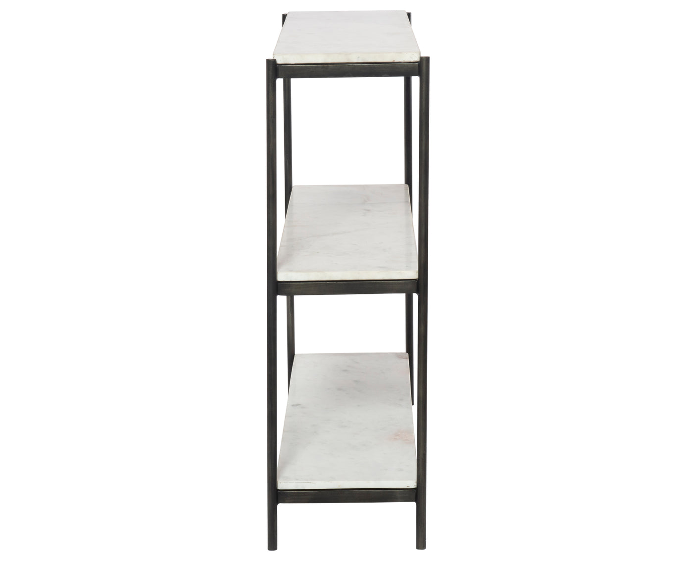 Polished White Marble with Hammered Grey Iron | Felix Small Console Table | Valley Ridge Furniture