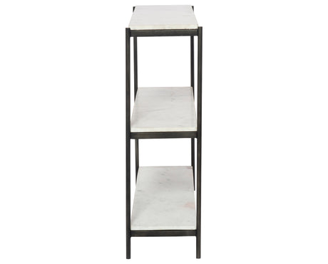 Polished White Marble with Hammered Grey Iron | Felix Small Console Table | Valley Ridge Furniture