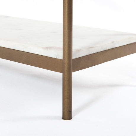 Polished White Marble with Antique Brass Iron | Felix Small Console Table | Valley Ridge Furniture