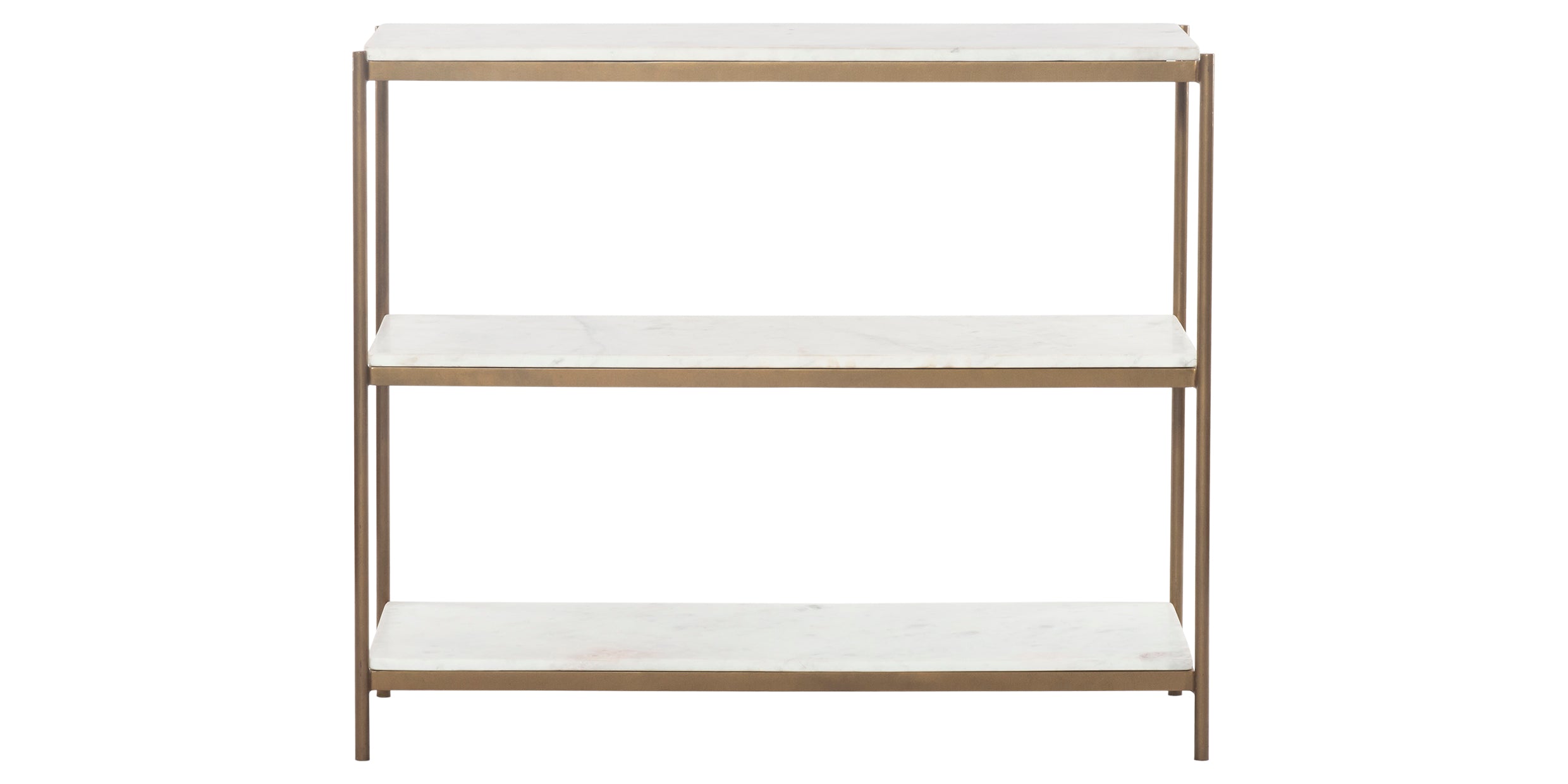 Polished White Marble with Antique Brass Iron | Felix Small Console Table | Valley Ridge Furniture