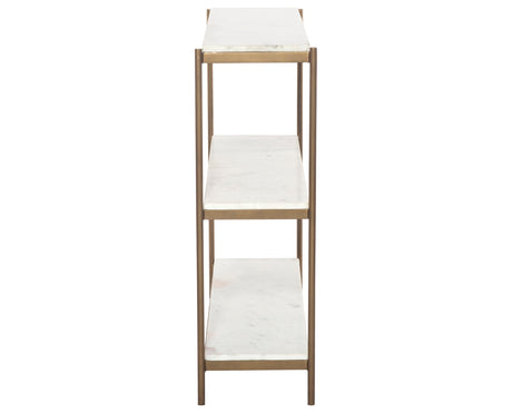 Polished White Marble with Antique Brass Iron | Felix Small Console Table | Valley Ridge Furniture