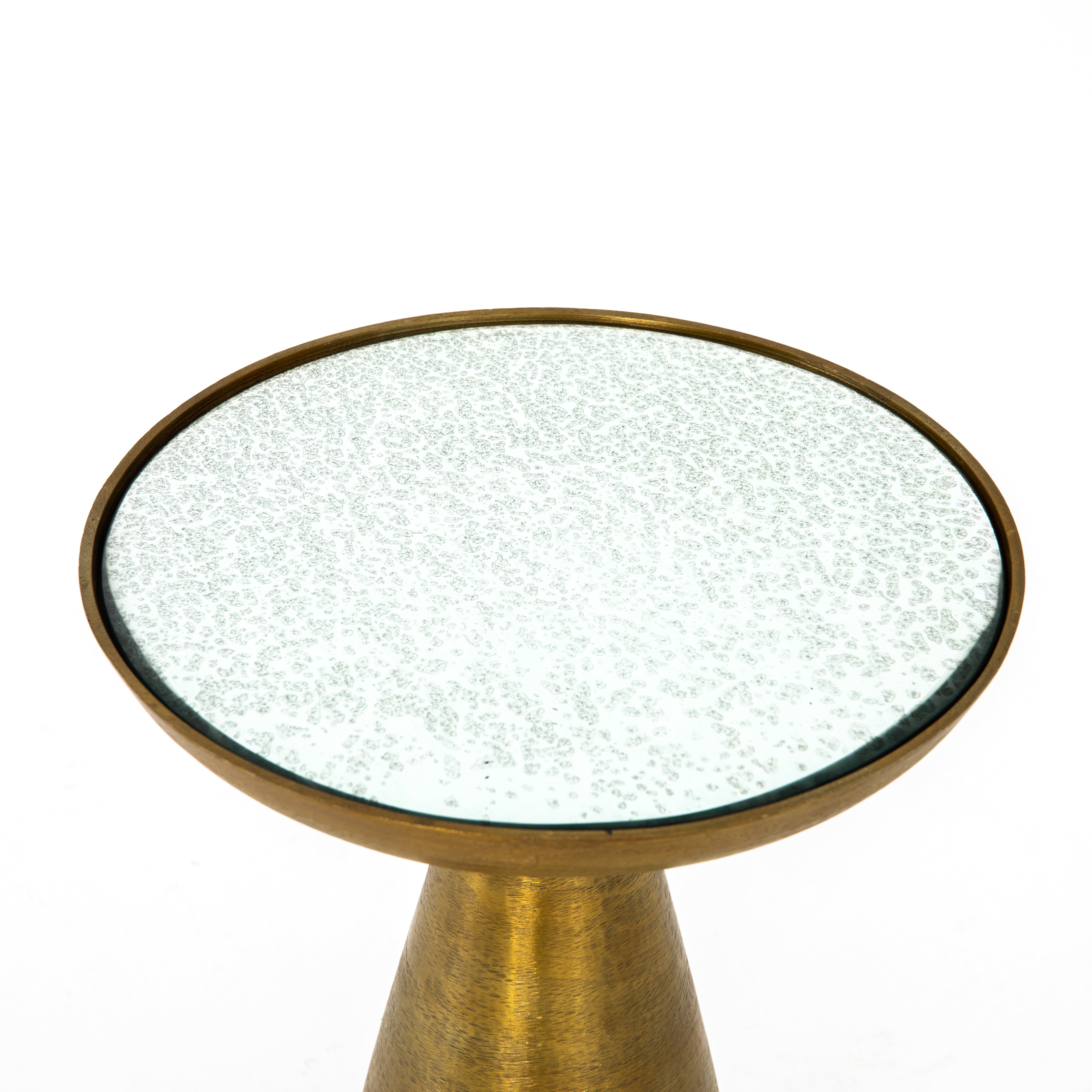 Brushed Brass with Ash Glass | Marlow Mod Pedestal Table | Valley Ridge Furniture