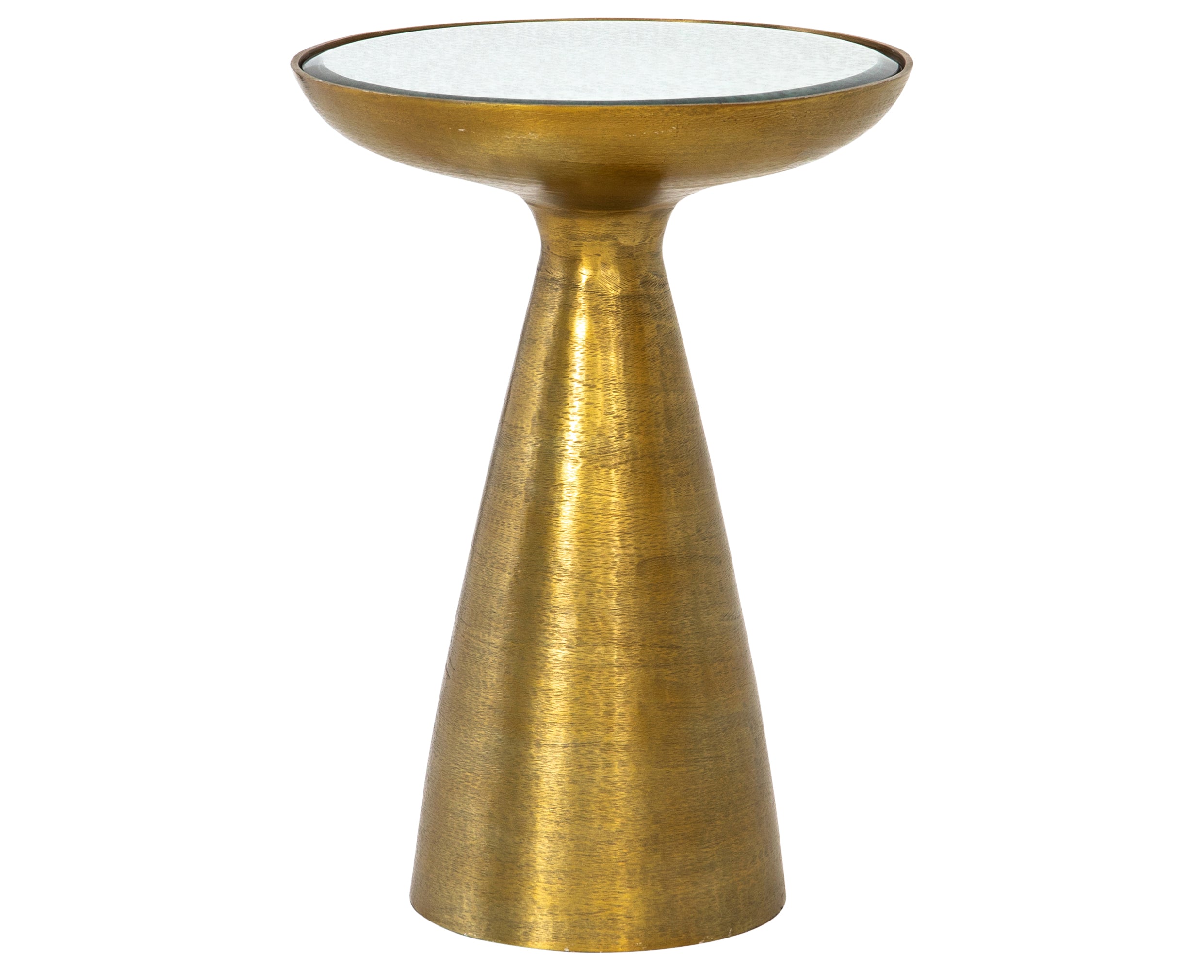 Brushed Brass with Ash Glass | Marlow Mod Pedestal Table | Valley Ridge Furniture