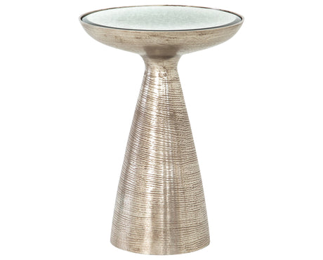 Brushed Nickel with Ash Glass | Marlow Mod Pedestal Table | Valley Ridge Furniture
