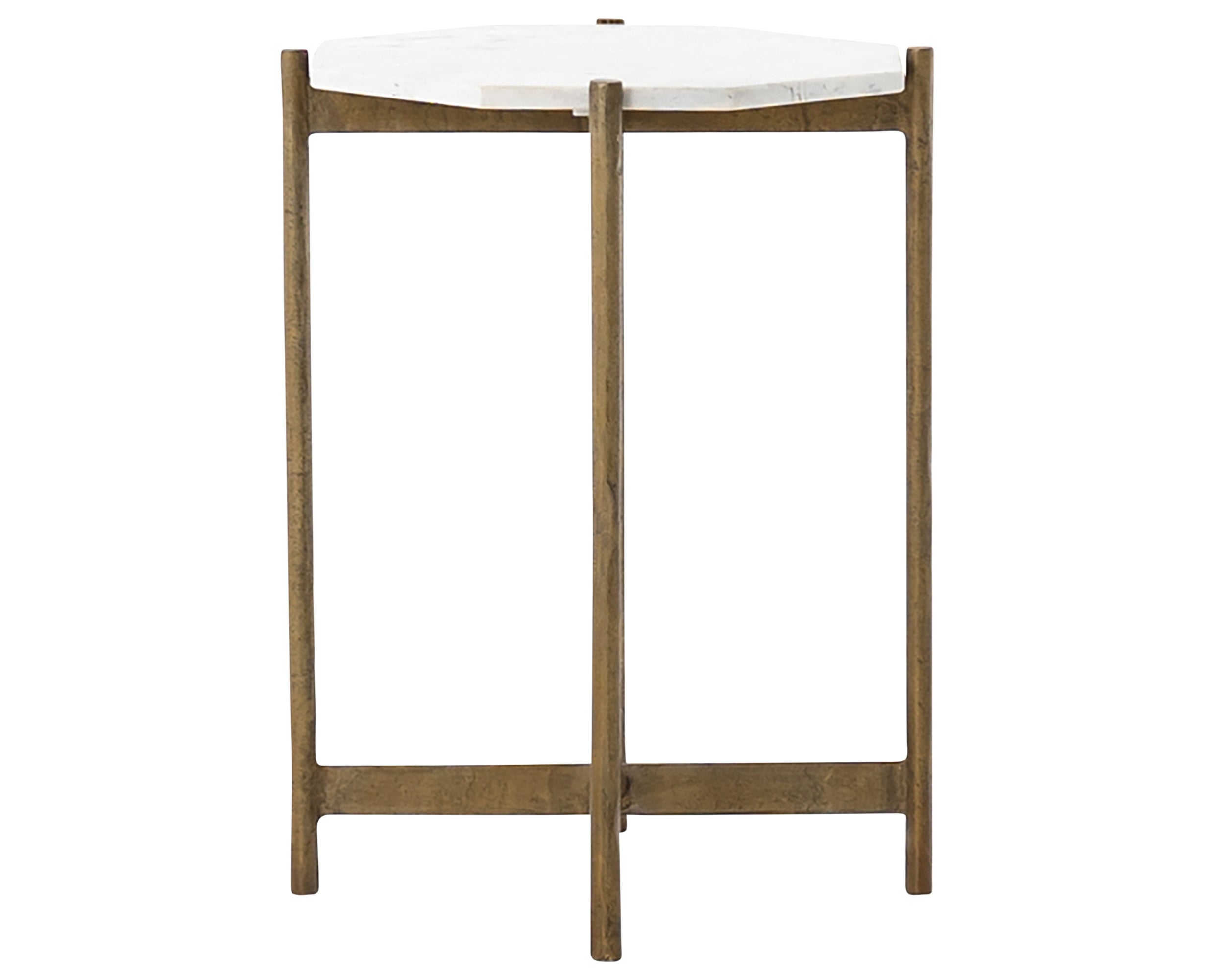 Raw Brass Aluminum with Polished White Marble | Adair Side Table | Valley Ridge Furniture