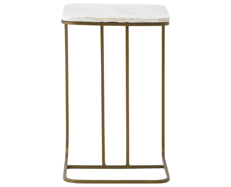 Polished White Marble with Matte Brass Iron | Adalley C Table | Valley Ridge Furniture