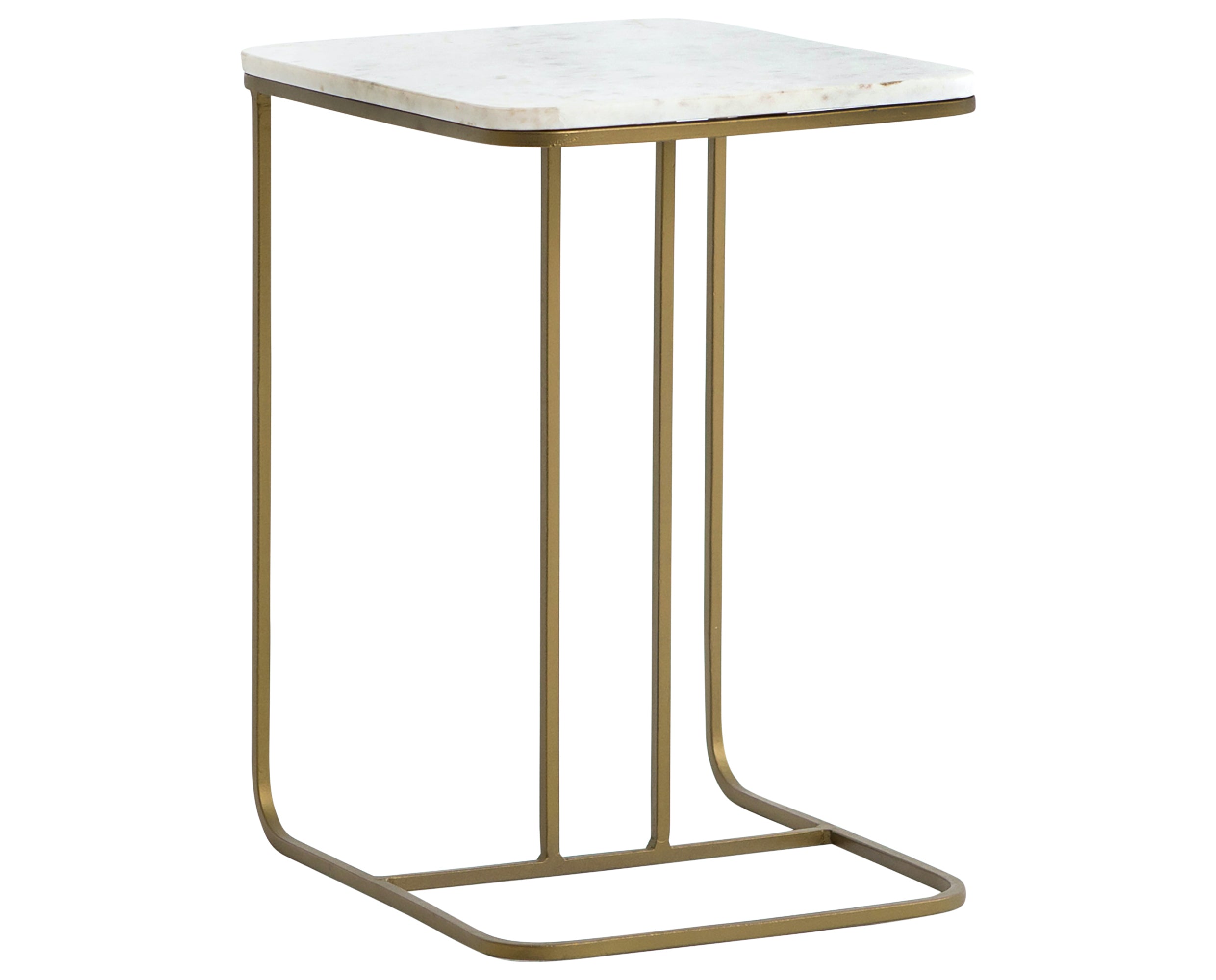 Polished White Marble with Matte Brass Iron | Adalley C Table | Valley Ridge Furniture