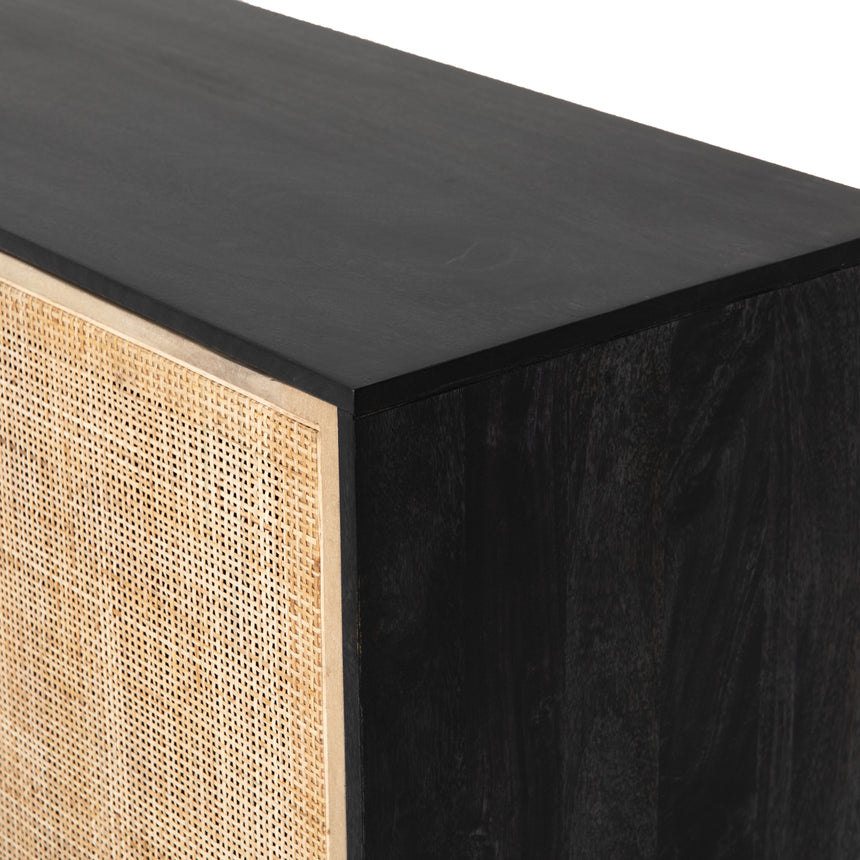 Black Wash Mango & Natural Mango with Natural Cane & Charcoal Grey Iron | Carmel Sideboard | Valley Ridge Furniture