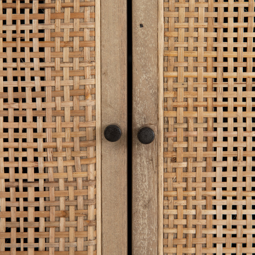Black Wash Mango & Natural Mango with Natural Cane & Charcoal Grey Iron | Carmel Sideboard | Valley Ridge Furniture