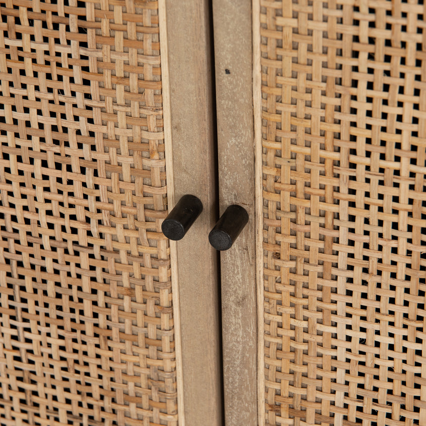 Black Wash Mango & Natural Mango with Natural Cane & Charcoal Grey Iron | Carmel Sideboard | Valley Ridge Furniture