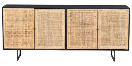 Black Wash Mango & Natural Mango with Natural Cane & Charcoal Grey Iron | Carmel Sideboard | Valley Ridge Furniture