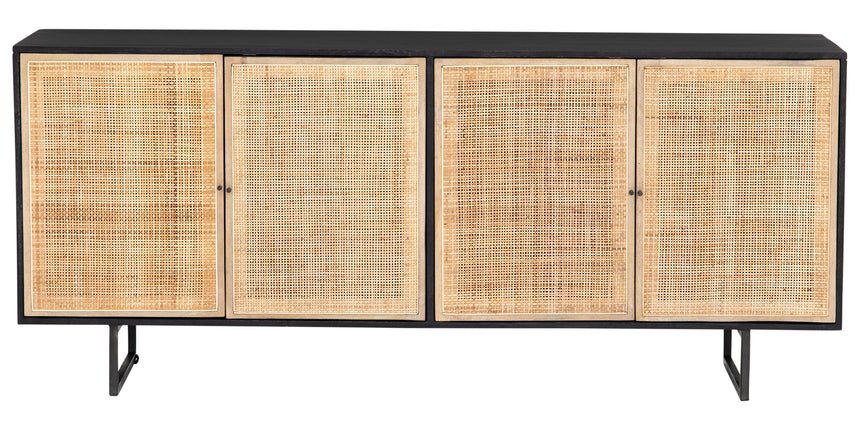 Black Wash Mango & Natural Mango with Natural Cane & Charcoal Grey Iron | Carmel Sideboard | Valley Ridge Furniture