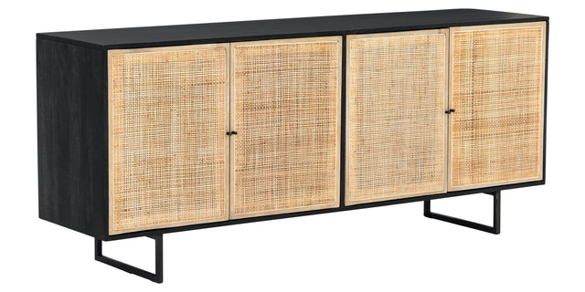 Black Wash Mango & Natural Mango with Natural Cane & Charcoal Grey Iron | Carmel Sideboard | Valley Ridge Furniture