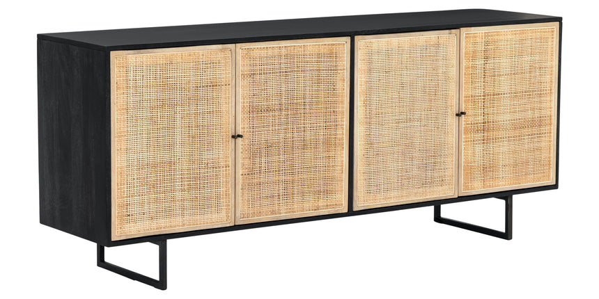 Black Wash Mango & Natural Mango with Natural Cane & Charcoal Grey Iron | Carmel Sideboard | Valley Ridge Furniture