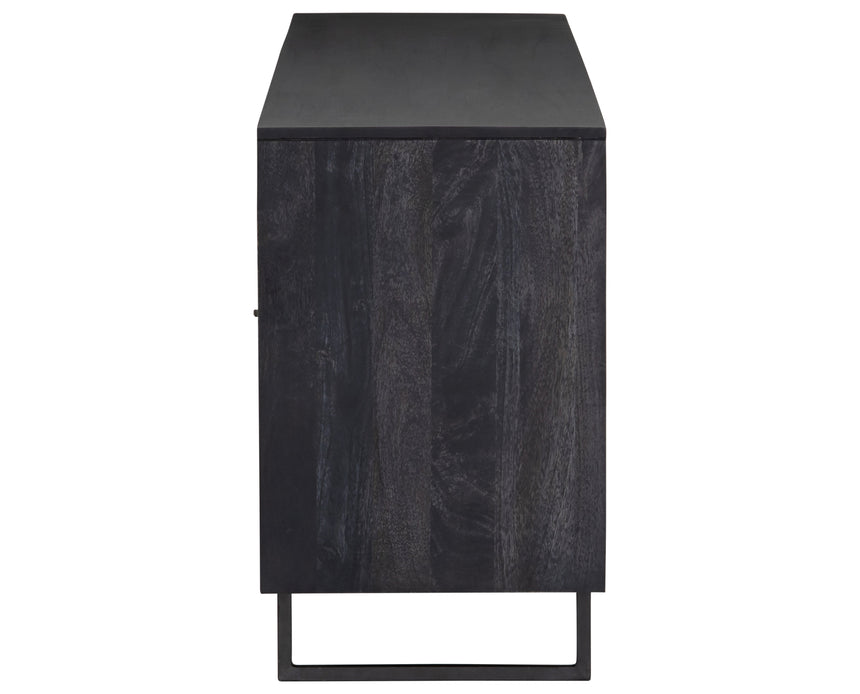 Black Wash Mango & Natural Mango with Natural Cane & Charcoal Grey Iron | Carmel Sideboard | Valley Ridge Furniture