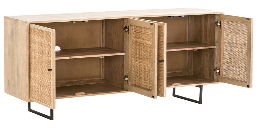 Natural Mango & Natural Cane with Charcoal Grey Iron | Carmel Sideboard | Valley Ridge Furniture