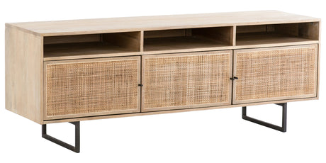 Natural Mango & Natural Cane with Charcoal Grey Iron | Carmel Media Console | Valley Ridge Furniture