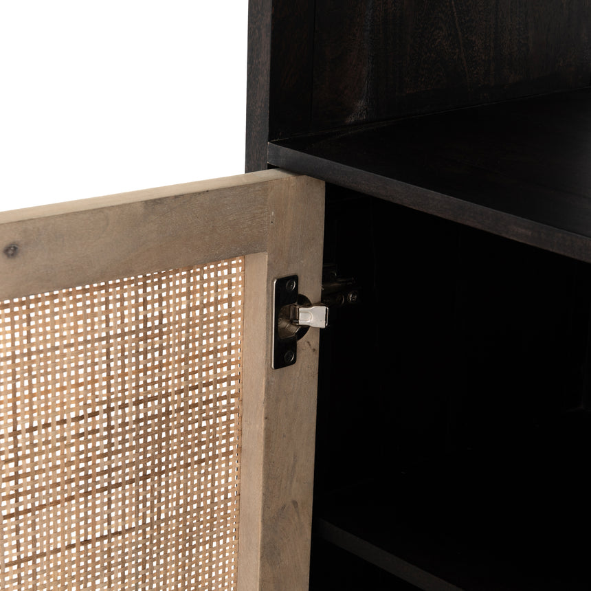 Washed Black Acacia & Natural Cane with Natural Mango | Caprice Bookshelf | Valley Ridge Furniture