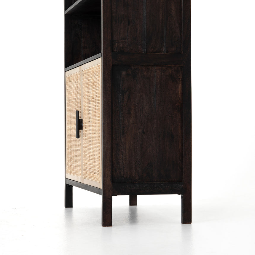Washed Black Acacia & Natural Cane with Natural Mango | Caprice Bookshelf | Valley Ridge Furniture