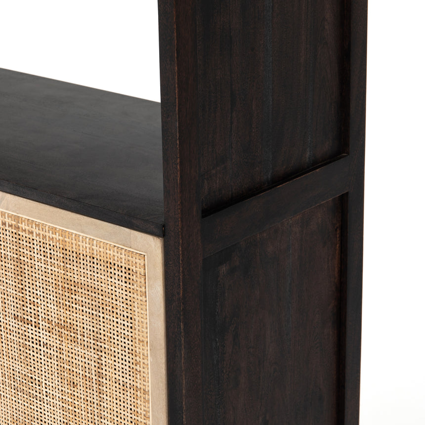 Washed Black Acacia & Natural Cane with Natural Mango | Caprice Bookshelf | Valley Ridge Furniture