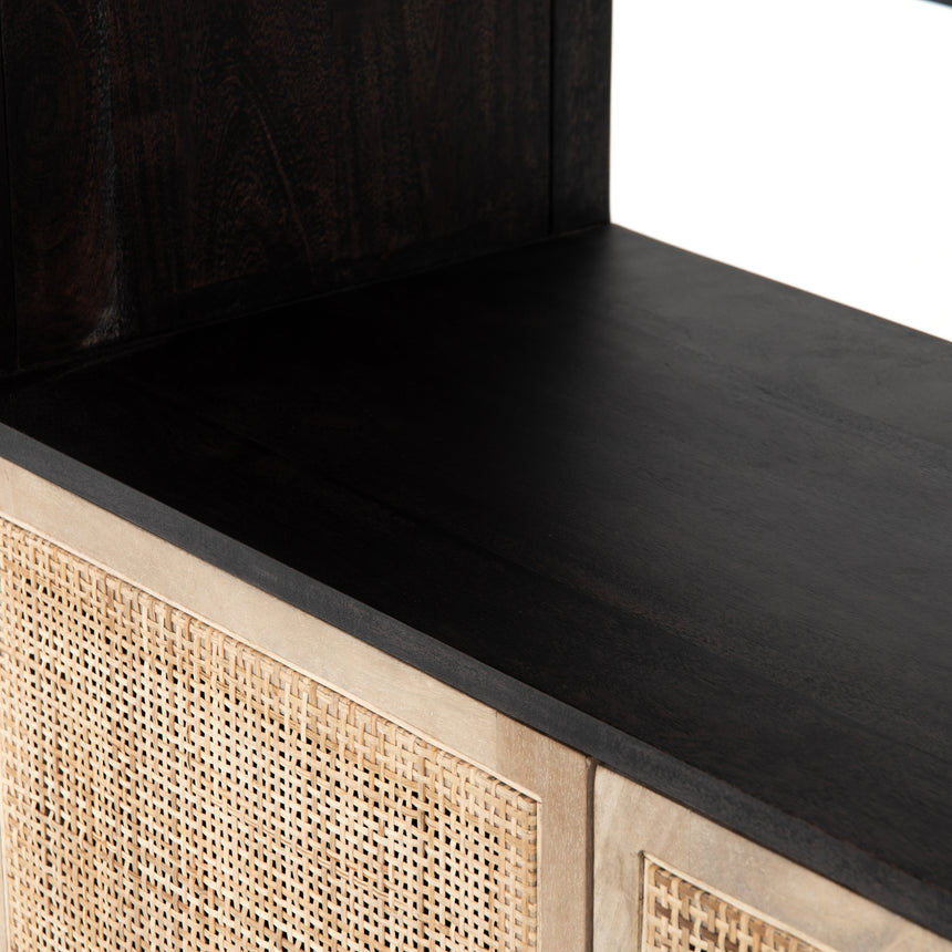 Washed Black Acacia & Natural Cane with Natural Mango | Caprice Bookshelf | Valley Ridge Furniture