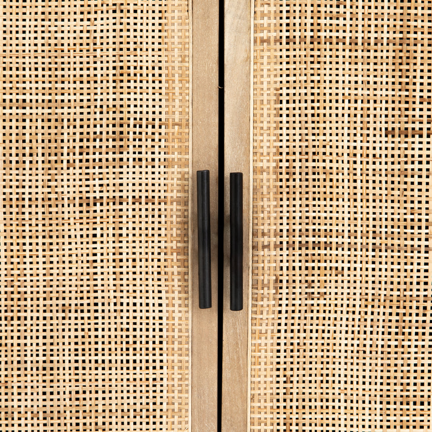Washed Black Acacia & Natural Cane with Natural Mango | Caprice Bookshelf | Valley Ridge Furniture