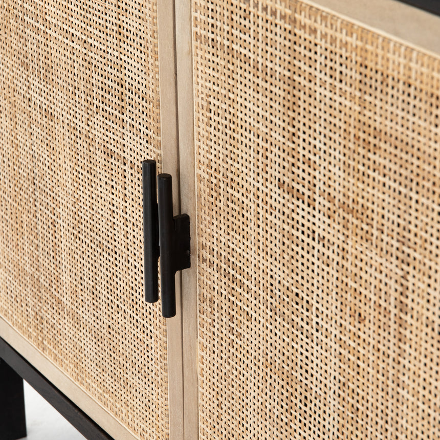 Washed Black Acacia & Natural Cane with Natural Mango | Caprice Bookshelf | Valley Ridge Furniture