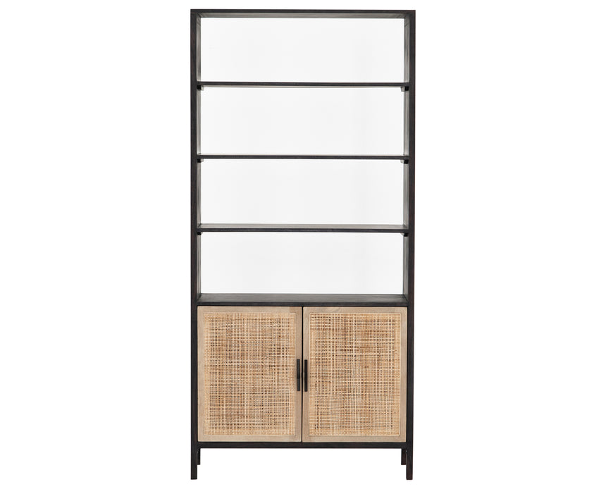 Washed Black Acacia & Natural Cane with Natural Mango | Caprice Bookshelf | Valley Ridge Furniture