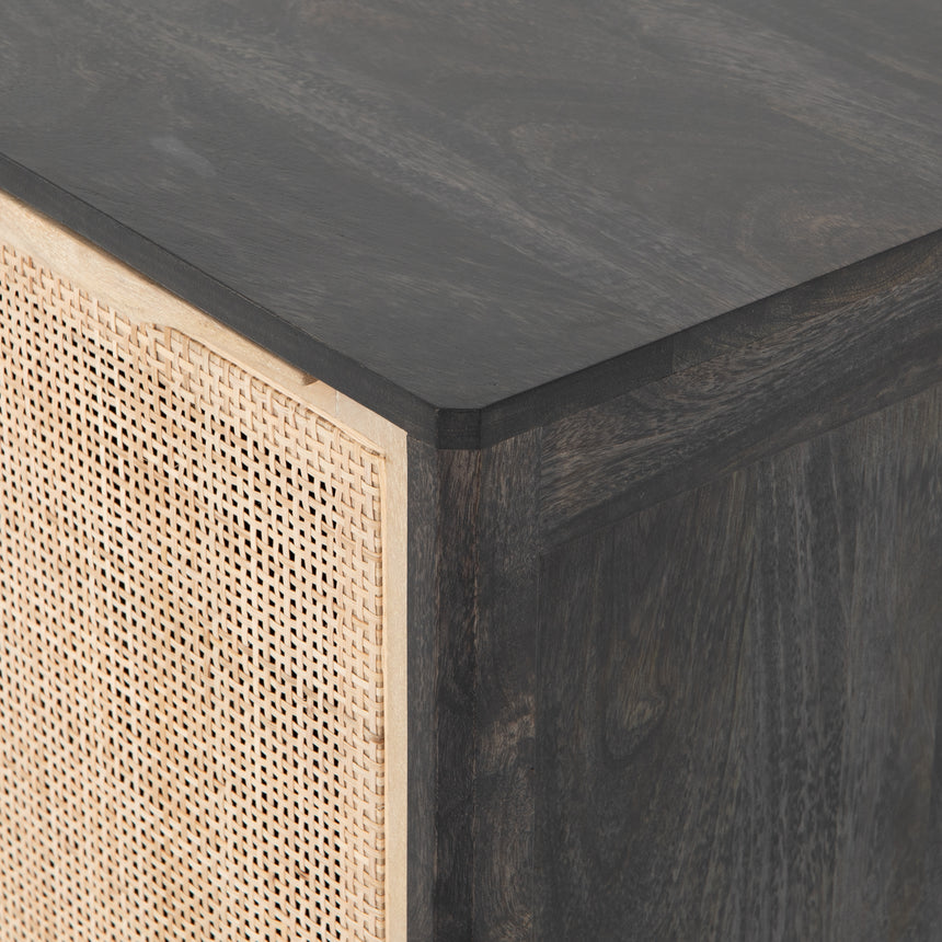 Black Wash Mango with Natural Cane | Sydney Left Nightstand | Valley Ridge Furniture