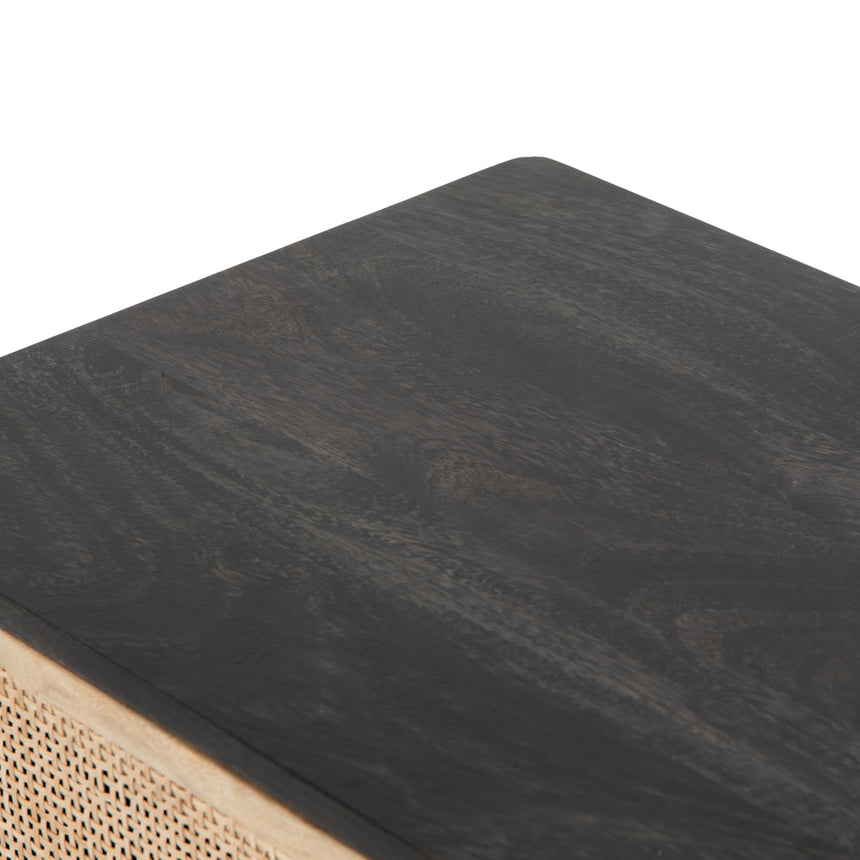 Black Wash Mango with Natural Cane | Sydney Left Nightstand | Valley Ridge Furniture