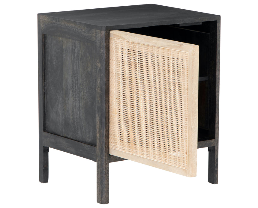 Black Wash Mango with Natural Cane | Sydney Left Nightstand | Valley Ridge Furniture