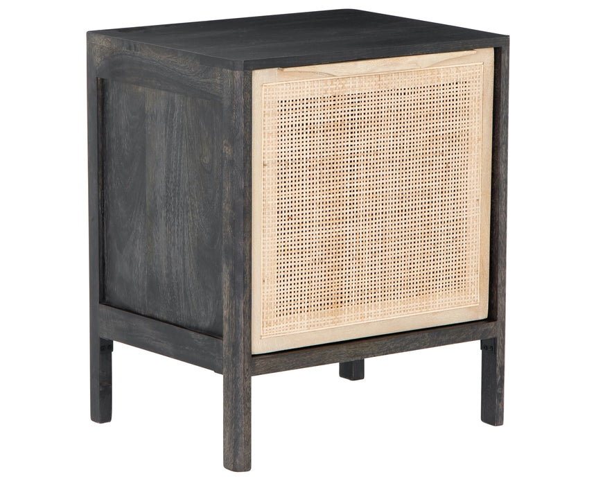 Black Wash Mango with Natural Cane | Sydney Left Nightstand | Valley Ridge Furniture