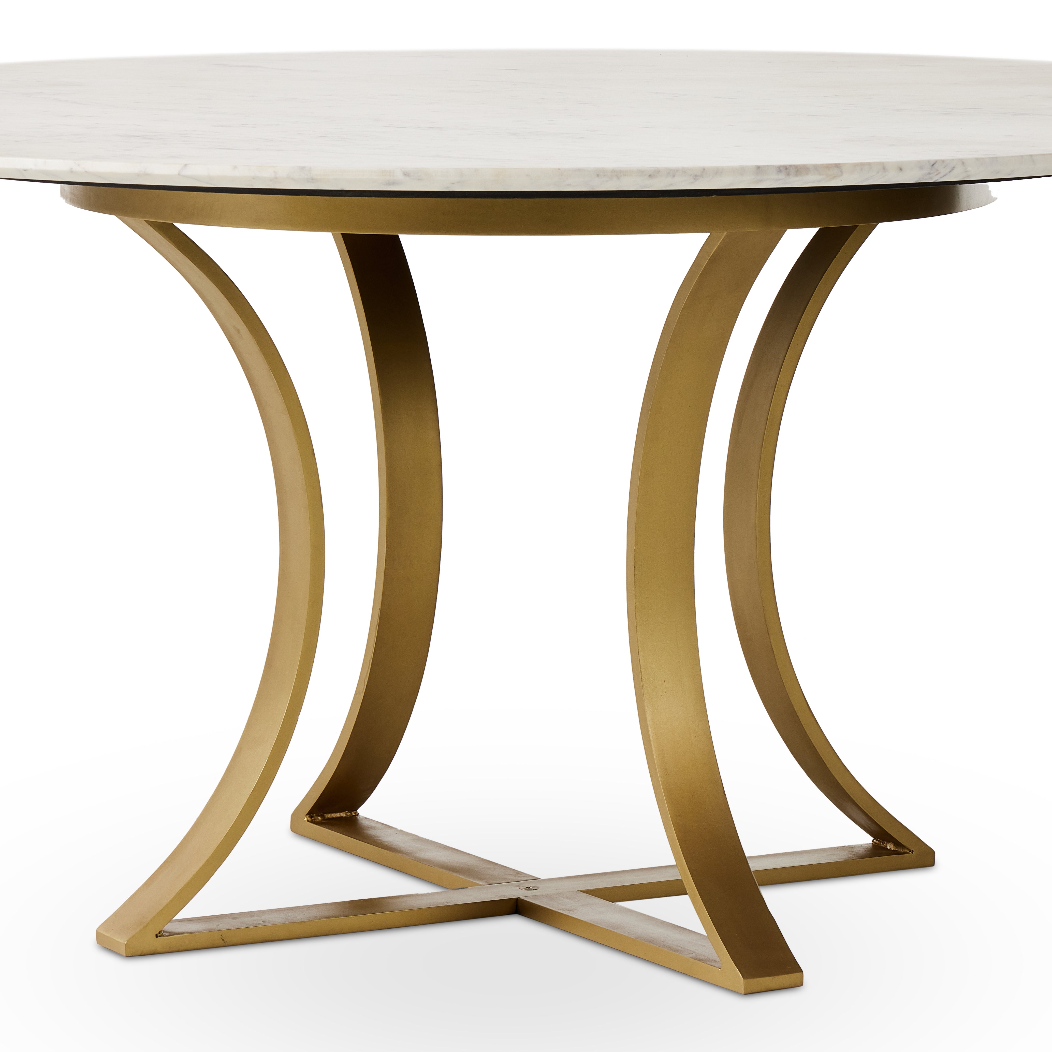 Polished White Marble with Cast Brass Iron (60in Size) | Gage Dining Table | Valley Ridge Furniture