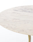 Polished White Marble with Cast Brass Iron (48in Size) | Gage Dining Table | Valley Ridge Furniture