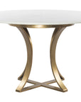 Polished White Marble with Cast Brass Iron (48in Size) | Gage Dining Table | Valley Ridge Furniture