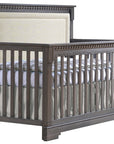 Grigio Brushed Oak with Talc Fabric | Ithaca 5-in-1 Convertible Crib w/Upholstered Headboard Panel | Valley Ridge Furniture