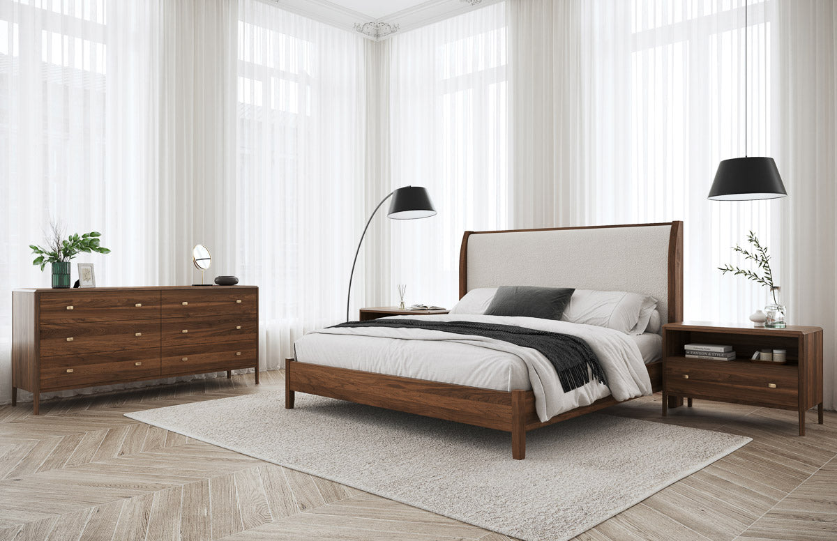 Smoked Walnut with Comrade Fabric | Mobican Julia Bed | Valley Ridge Furniture